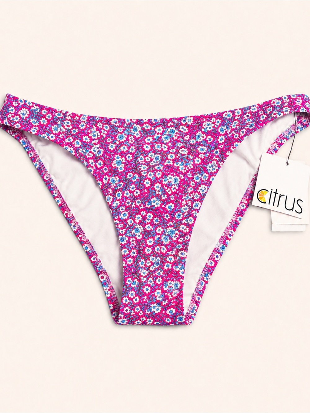Citrus Hot Pink Floral Bikini Bottoms NWT Large